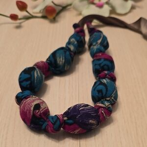 New Artisan Baby Chew Organic Wood & Fabric Necklace